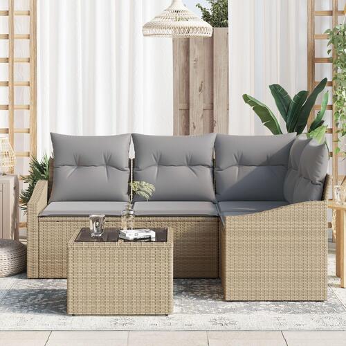 Have Sofa Sæt Sæt af 5 Beige Rattan Have Spisebordssæt