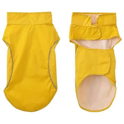 Hunderegnfrakke med refleksstriber polyester S gul