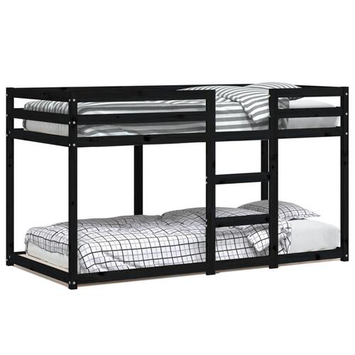Køjeseng 90x190 cm massivt fyrretræ sort