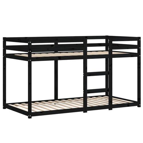 Køjeseng 90x190 cm massivt fyrretræ sort