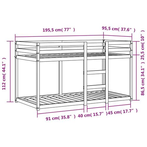 Køjeseng 90x190 cm massivt fyrretræ sort