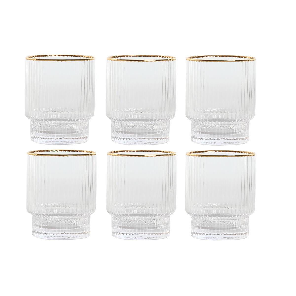 Glassæt - gennemsigtige krystalglas med gylden kant, 320 ml (6 stk.)