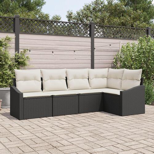 Have Sofa Sæt Sæt af 5 Beige Rattan, Polyester Have Sektion Sofa