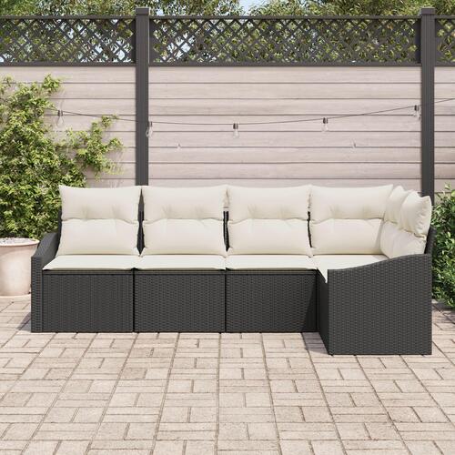 Have Sofa Sæt Sæt af 5 Beige Rattan, Polyester Have Sektion Sofa