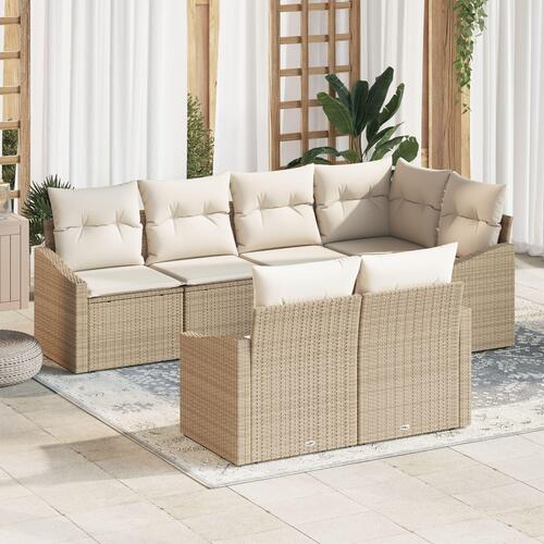 Have Sofa Sæt Sæt af 7 Beige Resin Rattan Have Sofa Sæt