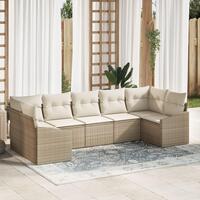 Have Sofa Sæt 7-delt Beige Rattan Have sofa Rektangulær