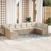 Have Sofa Sæt 10 Stykker Beige Rattan, Polyester Have Loveseat