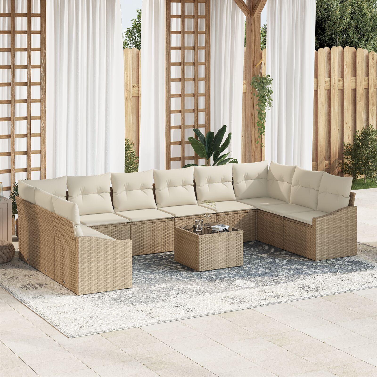 Have Spisebordssæt med pude 11 stk Beige og creme billede