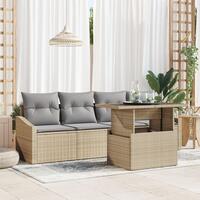 Have Sofa Sæt Sæt af 5 Beige, Grå Rattan, Polyester