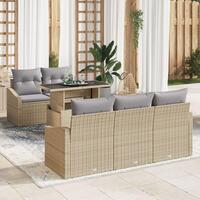 Have Sofa Sæt 6-delt Beige Rattan Udendørs Sofa Rektangulær
