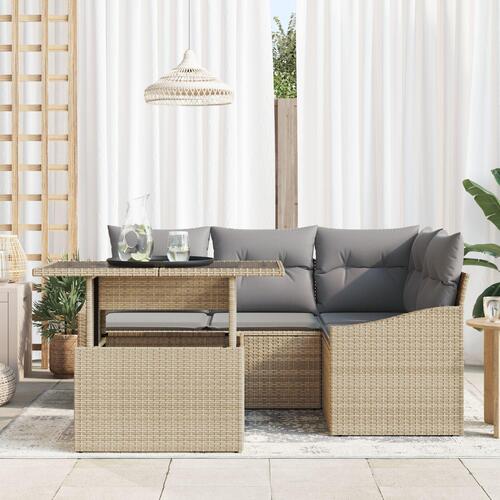 Have Sofasæt Sæt af 5 Beige, Grå Rattan, Polyester Have Sofasæt
