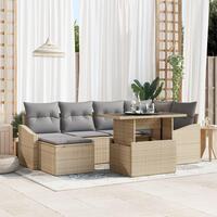Have Sofa Sæt Sæt af 7 Beige, Grå Rattan, Polyester Have Sofa Sæt