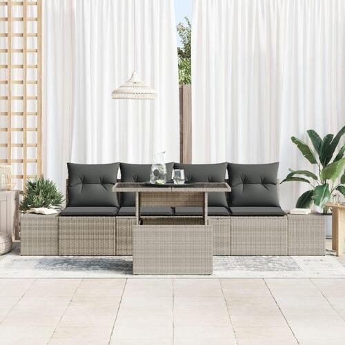 Have Sofa Sæt Sæt af 5 Beige Rattan, Polyester Udendørs Møbler