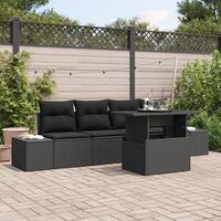 Have Sofa Sæt Sæt af 5 Sort Rattan Udendørs Sofa Sæt