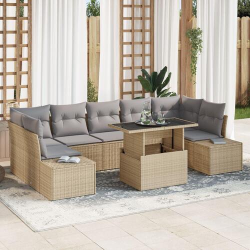 Havemøbelsæt Sæt af 8 Beige Polyethylen rattan Havemøbelsæt
