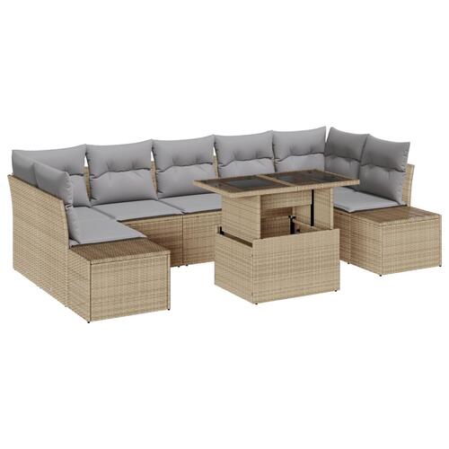 Havemøbelsæt Sæt af 8 Beige Polyethylen rattan Havemøbelsæt
