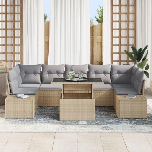 Havemøbelsæt Sæt af 8 Beige Polyethylen rattan Havemøbelsæt