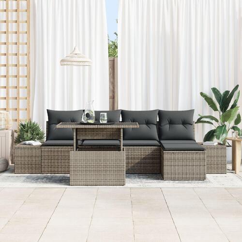 Have sofa sæt 6-delt Beige Rattan, Polyester Udendørs sofa sæt
