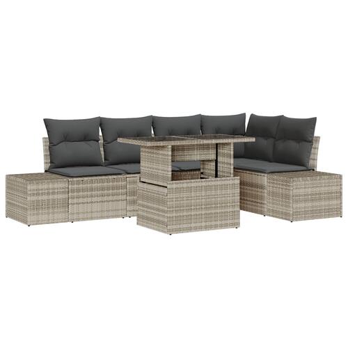 Have Sofa Sæt 6 dele Beige, Grå Rattan, Polyester, Stål