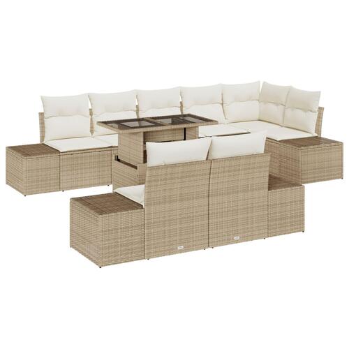 Have Sofa Sæt Sæt på 9 Beige Rattan, Polyester Havesofa