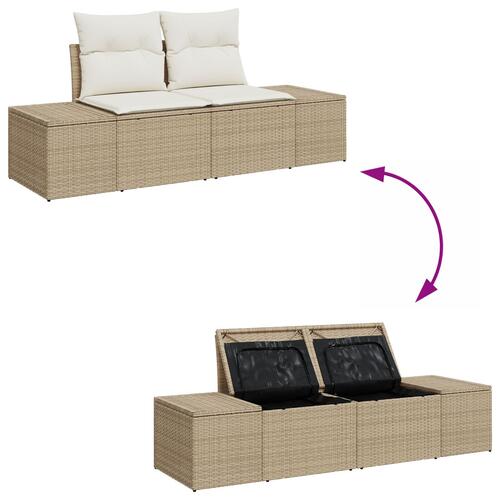 Have Sofa Sæt Sæt på 9 Beige Rattan, Polyester Havesofa
