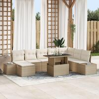 Havesofa sæt Sæt af 9 Beige, Brun Poly Rattan, Tekstildeksler