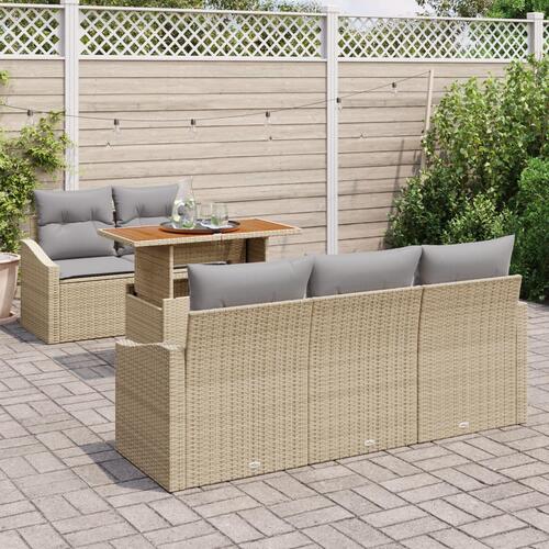 Have Sofa Sæt 6-delt Beige Poly Rattan Rektangulær Moderne