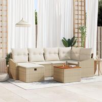 Have Sofa Sæt Sæt af 7 Beige Rattan Udendørs Sofa Sæt