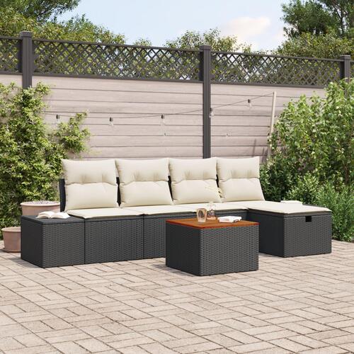 Have Sofa Sæt Sæt af 6 Beige og Sort Rattan, Polyester puder
