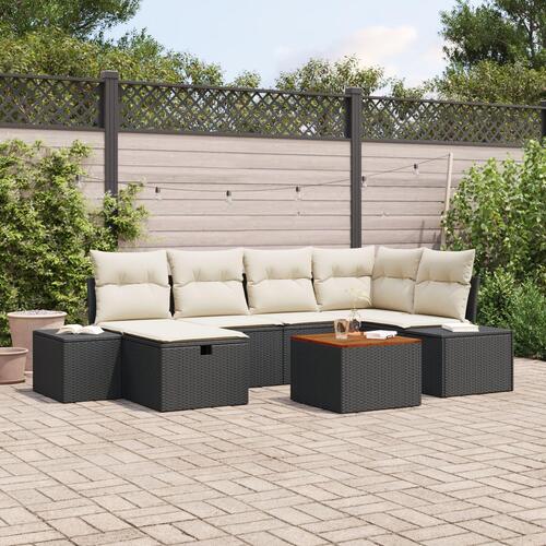 Have Sofa Sæt Sæt Af 7 Sort Rattan Udendørs Sofa Sæt