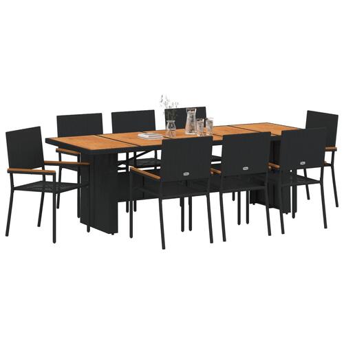 9 dele have spisebord sæt sort poly rattan