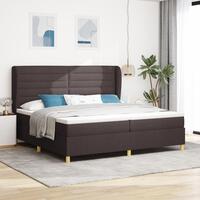 Box Spring Seng med Madras Mørkebrun 200x200 cm Stof