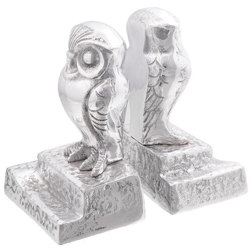 Bogstøtter 2 stk Sølv 12x9x19 cm Aluminium Ugle