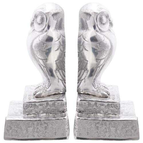 Bogstøtter 2 stk Sølv 12x9x19 cm Aluminium Ugle