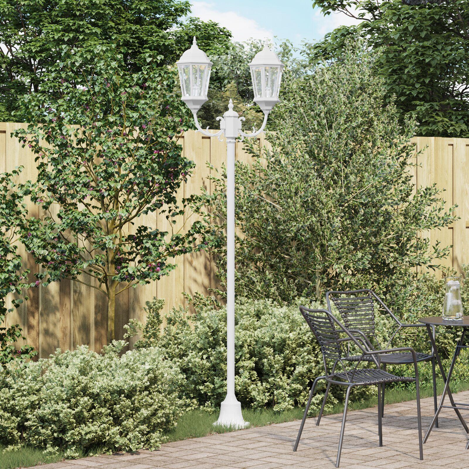 Have Lygtepæl 2-Lampe E27 Hvid 220 cm Aluminium