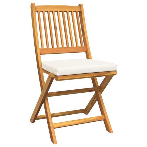 Foldbare Havestole med Hvid Pude 2 stk Solid Akacie Træ