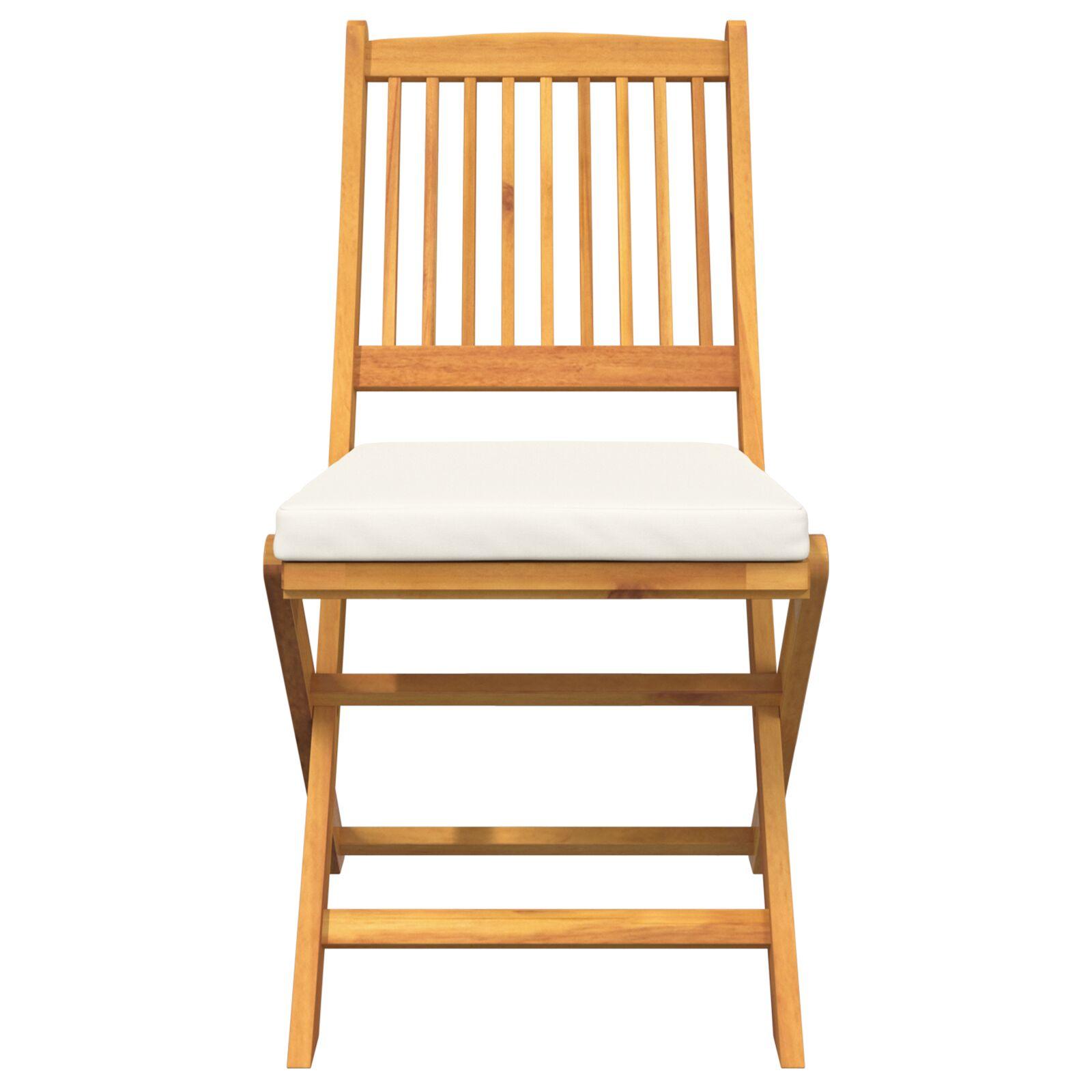 Foldbare Havestole med Hvid Pude 2 stk Solid Akacie Træ