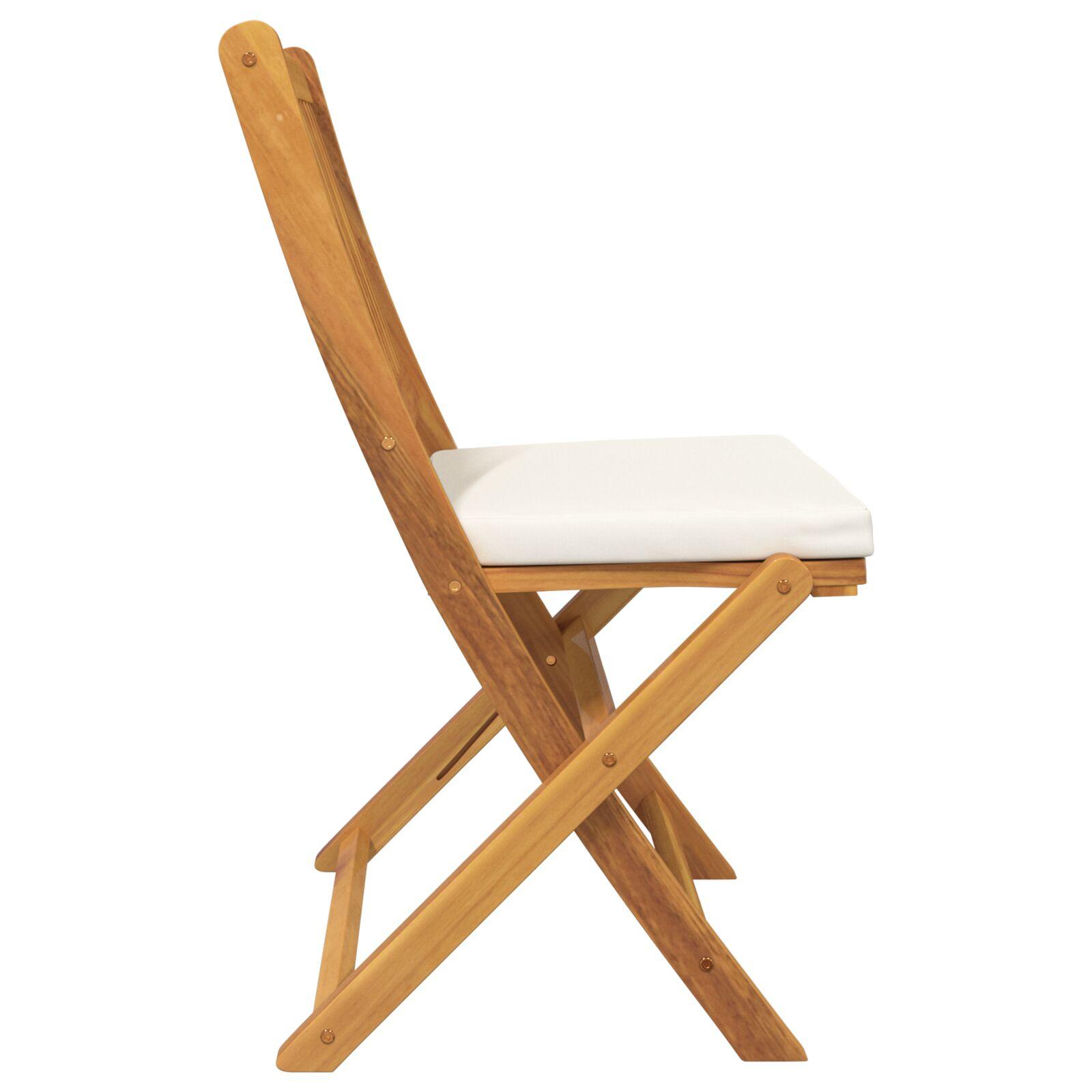 Foldbare Havestole med Hvid Pude 2 stk Solid Akacie Træ