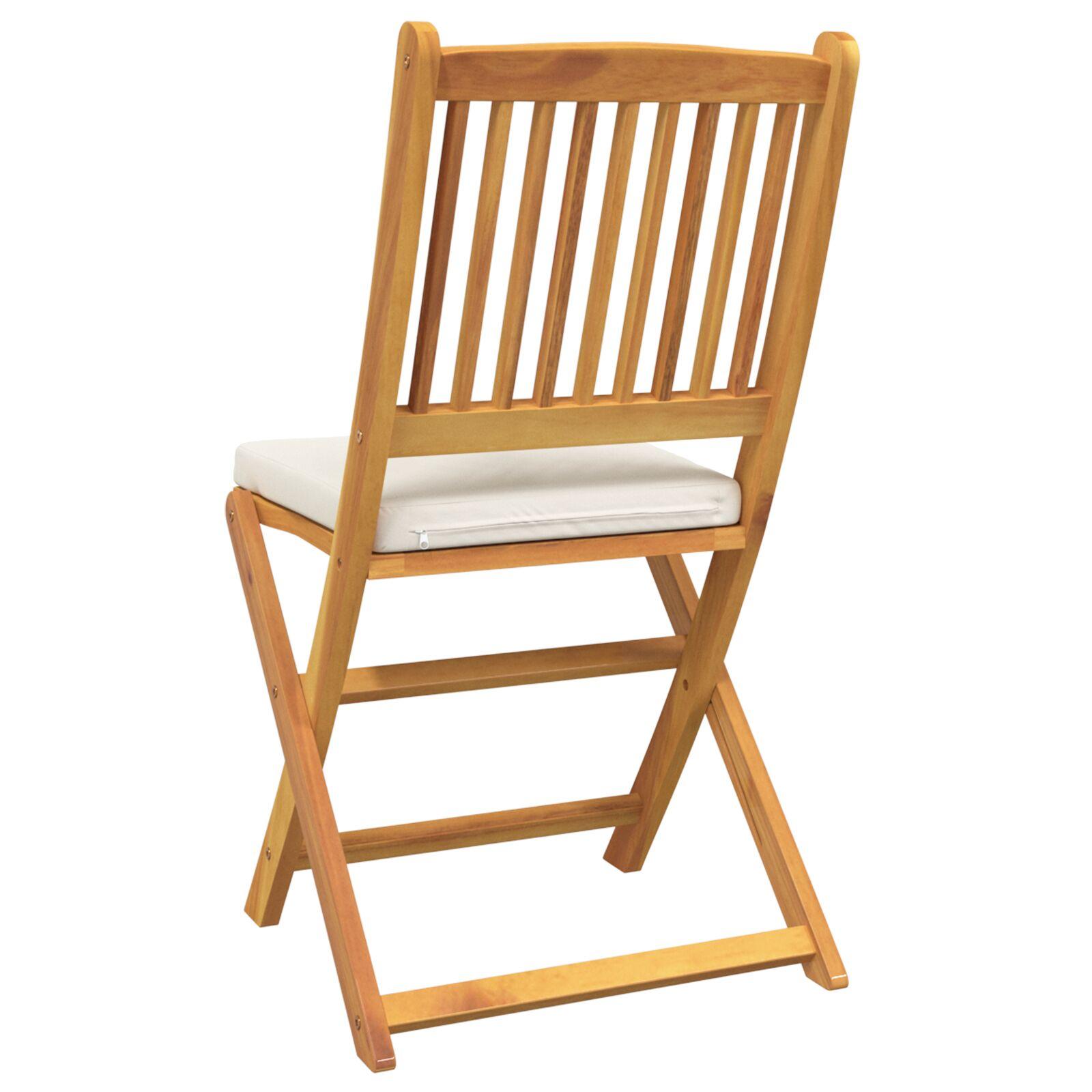 Foldbare Havestole med Hvid Pude 2 stk Solid Akacie Træ