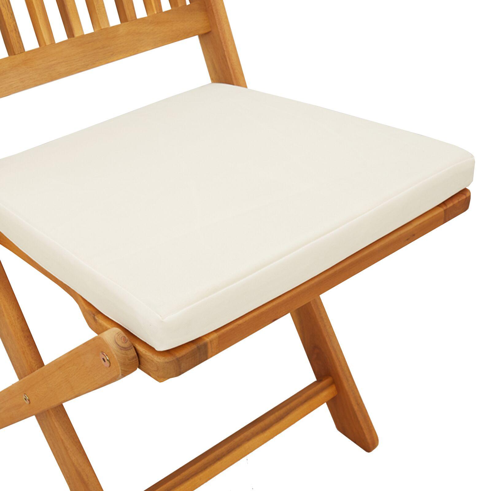 Foldbare Havestole med Hvid Pude 2 stk Solid Akacie Træ