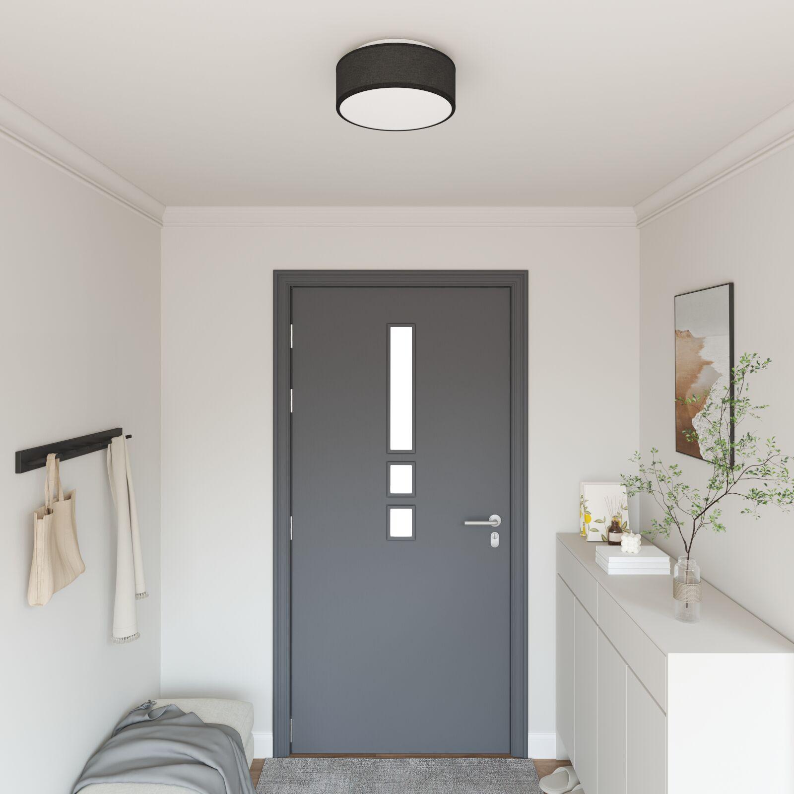 Loftlampe Flush Mount Sort Ø 30 cm Stof E27
