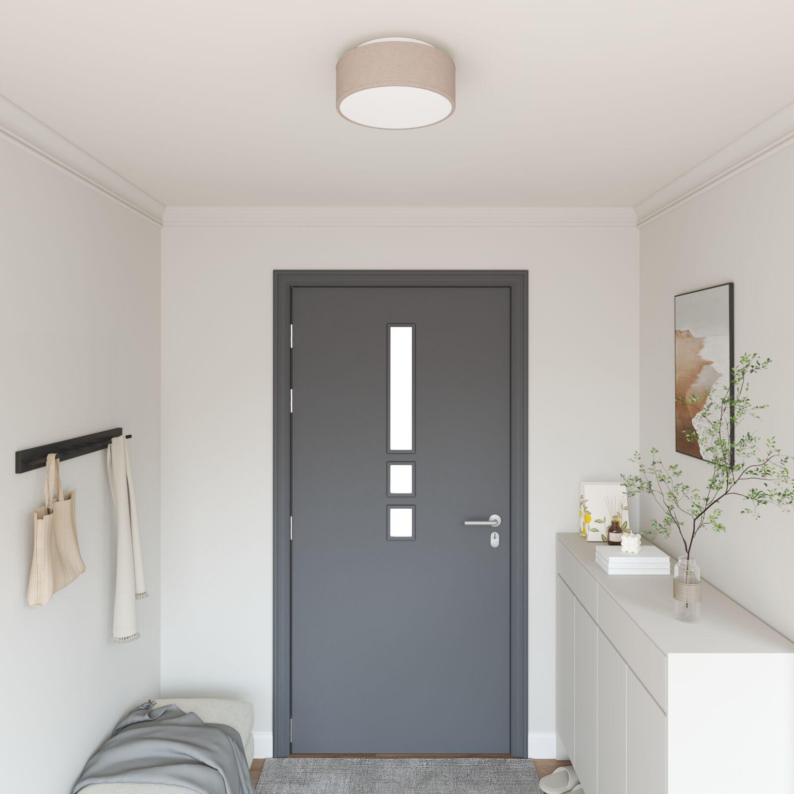 Loftlys Flush Mount Gråbrun 30 cm Stof E27