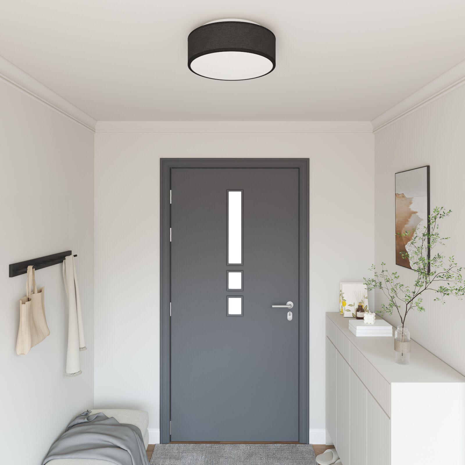 Loftlys Flush Mount Sort Ø 38 cm Stof E27