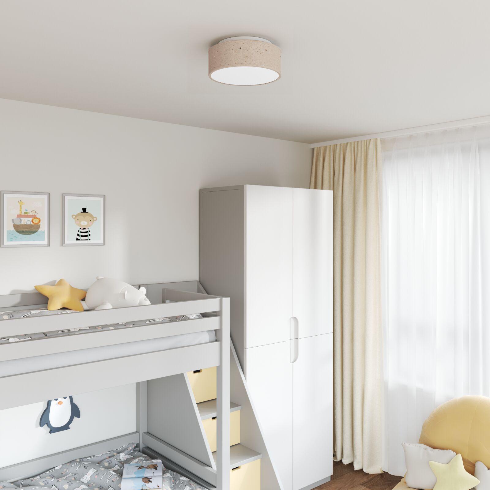 Loftlys med Stjerneskygge Gråbrun Ø 30 cm Stof E27