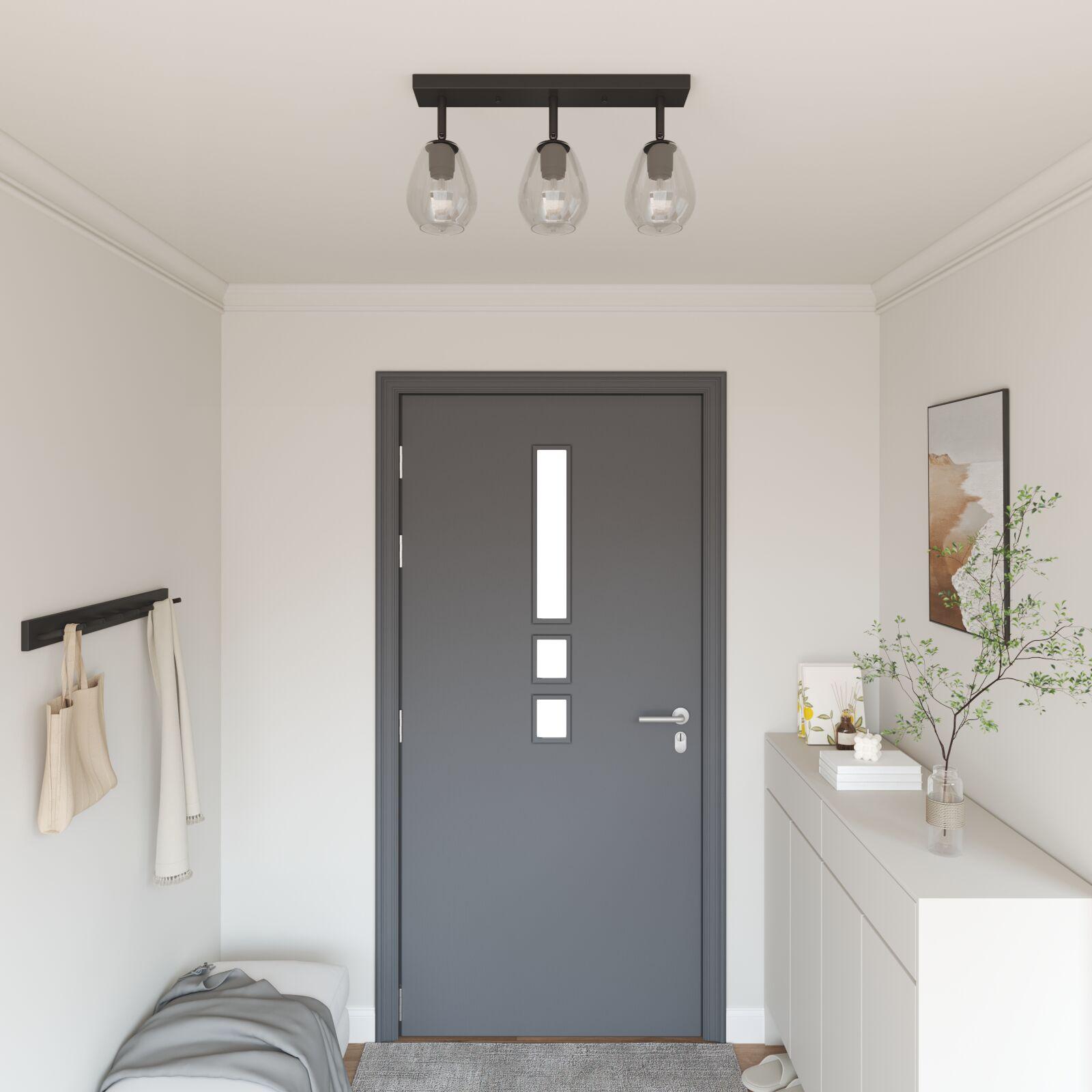 Loftlamper med justerbar glaslampeskærm i anthracite, E27 billede