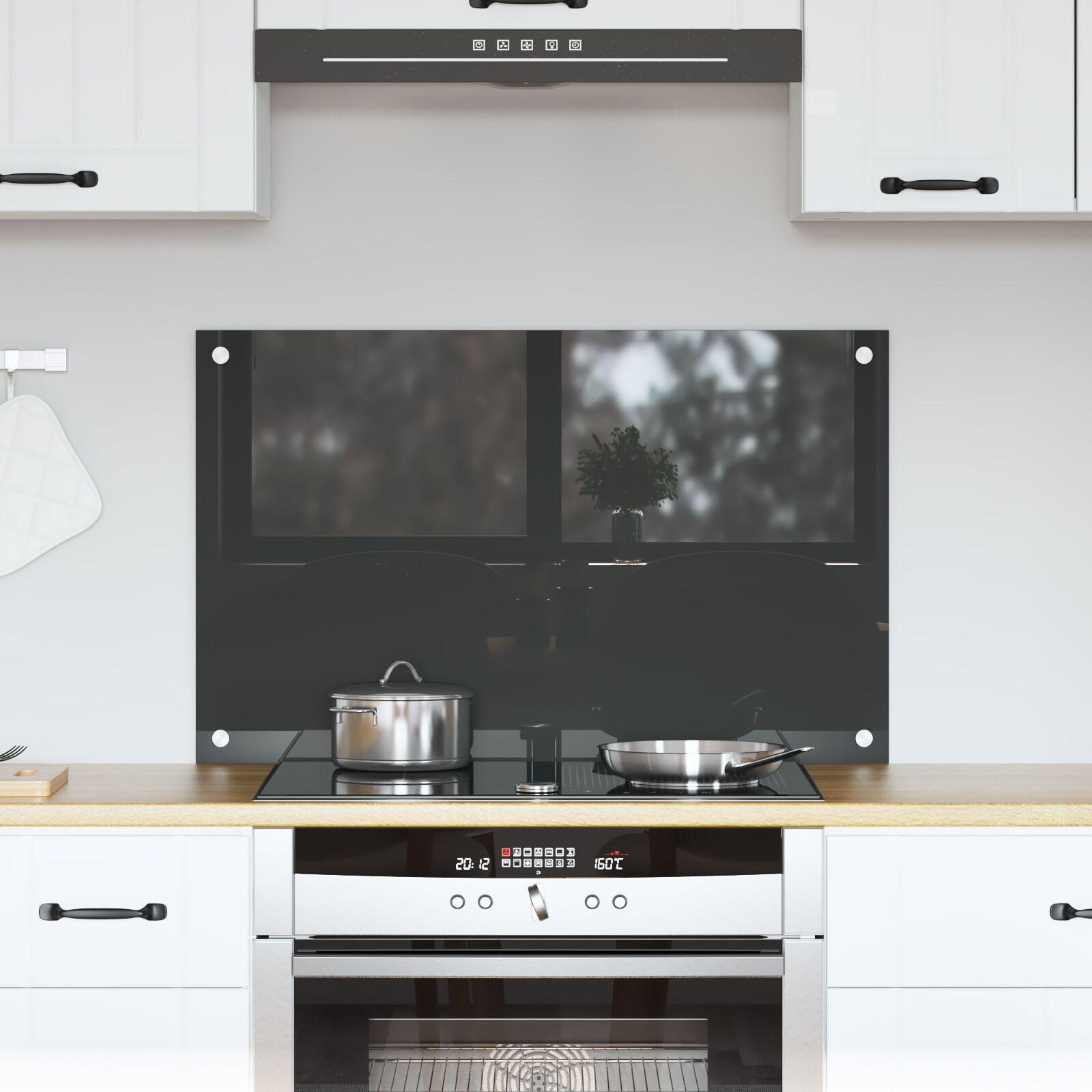 Køkkenbacksplash i hærdet glas - mørkegrå 80 × 50 cm