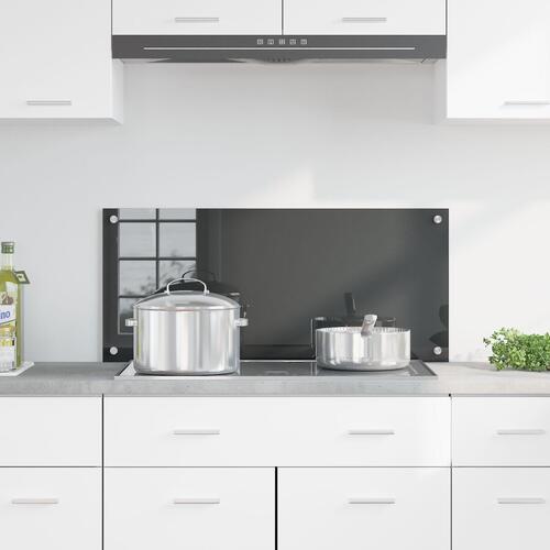 Køkken Backsplash Mørkegrå 90x40x0,6 cm Tempereret Glas
