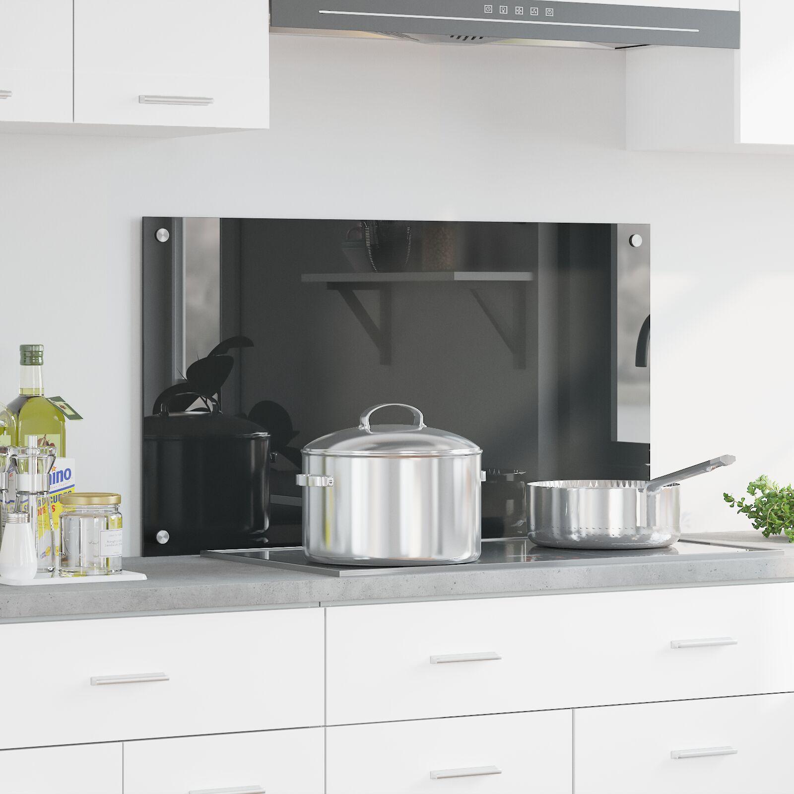 Køkkenbacksplash i hærdet glas - mørkegrå 90 × 50 cm