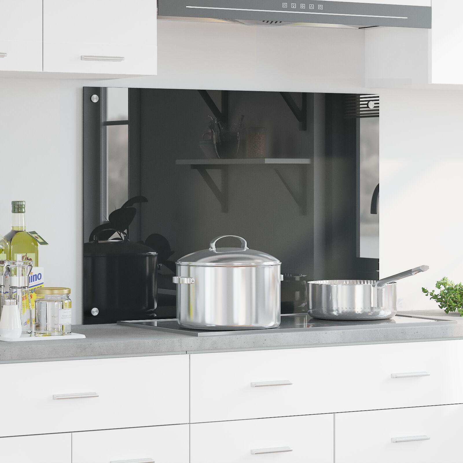 Køkkenbacksplash i hærdet glas - mørkegrå 90 × 60 cm