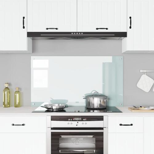 Køkken Backsplash Hvid 110x60x0,6 cm Hærdet Glas
